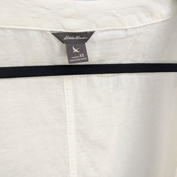 Eddie Bauer White Linen Blend Short Sleeves Button Front Top - Picture 11 of 11